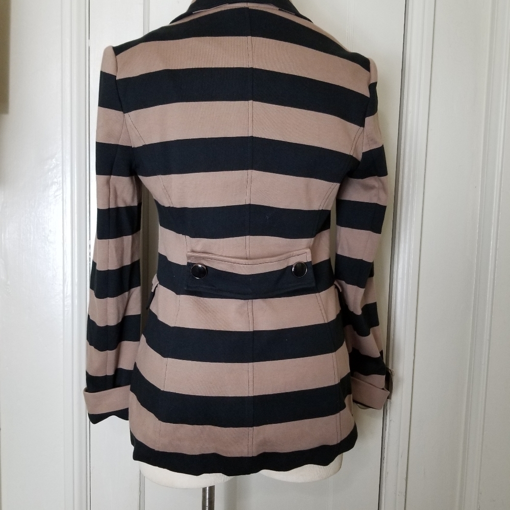 AMBITION black brown stripe lined jacket blazer cotton - Picture 5 of 9